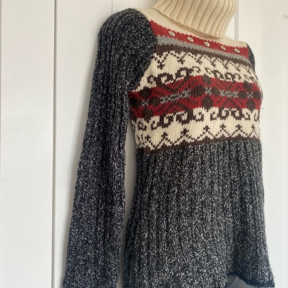 Vintage Alain Manoukian Wool Blend Ribbed Pullover Turtleneck Sweater Size Small - Picture 2 of 8